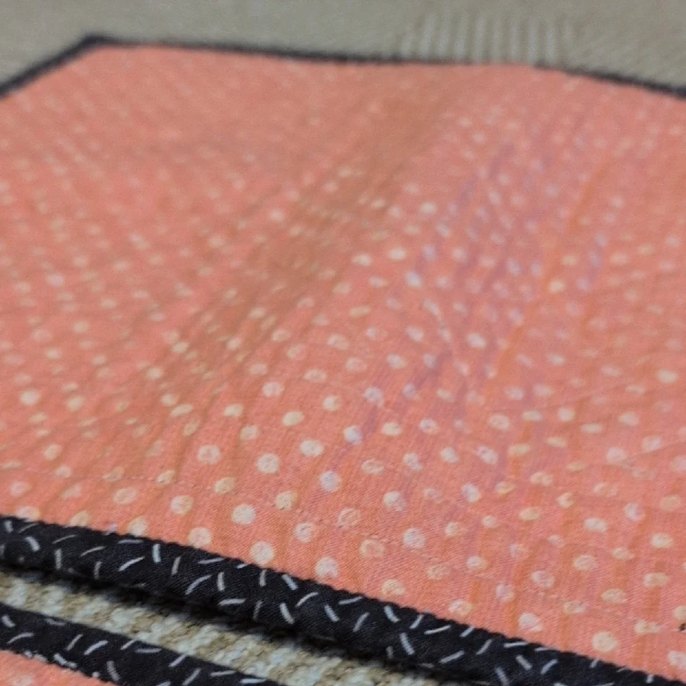 Handmade Bright Quilted Placemat & Table Runner Set Coral Lime Green Black